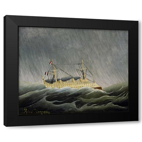 The Ship in the Storm Black Modern Wood Framed Art Print with Double Matting by Rousseau, Henri