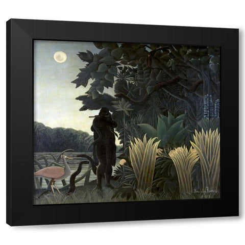 The Snake Charmer Black Modern Wood Framed Art Print by Rousseau, Henri