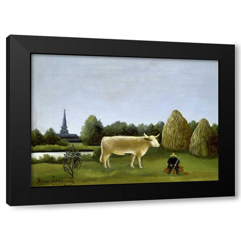 View Surrounding Paris Black Modern Wood Framed Art Print with Double Matting by Rousseau, Henri