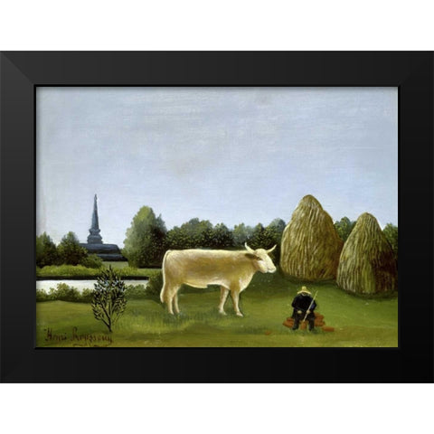 View Surrounding Paris Black Modern Wood Framed Art Print by Rousseau, Henri