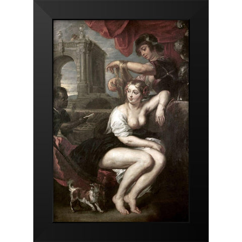 Bathsheba at the Spring Black Modern Wood Framed Art Print by Rubens, Peter Paul