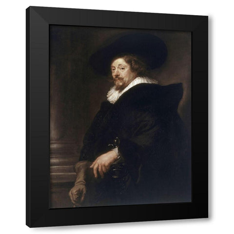 Self-Portrait Black Modern Wood Framed Art Print with Double Matting by Rubens, Peter Paul