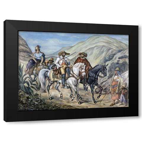Residents of Minas Gerais Black Modern Wood Framed Art Print by Rugendas, Juan Mauricio