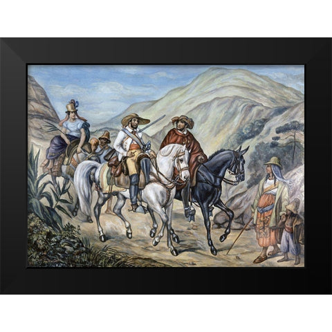 Residents of Minas Gerais Black Modern Wood Framed Art Print by Rugendas, Juan Mauricio