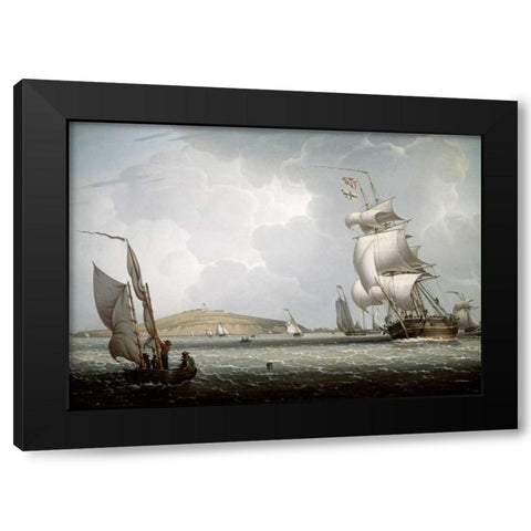 Boston Harbor Black Modern Wood Framed Art Print with Double Matting by Salmon, Robert