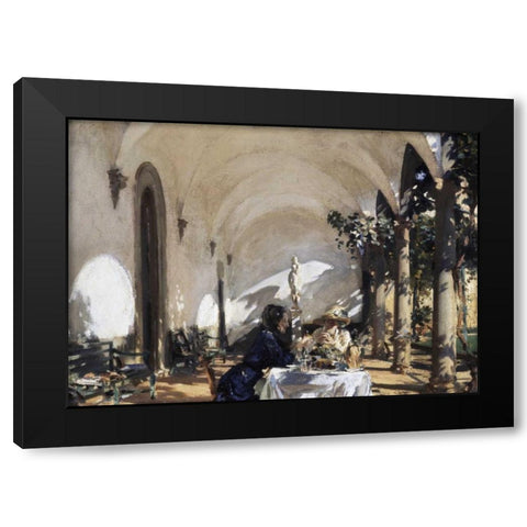 Breakfast in the Loggia Black Modern Wood Framed Art Print with Double Matting by Sargent, John Singer