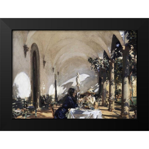 Breakfast in the Loggia Black Modern Wood Framed Art Print by Sargent, John Singer
