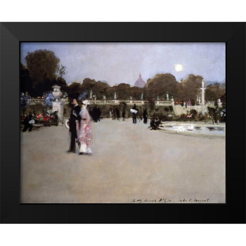 Luxembourg Gardens at Twilight Black Modern Wood Framed Art Print by Sargent, John Singer