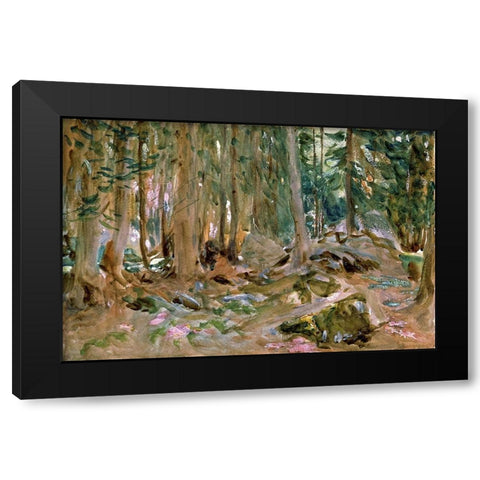 Pine Forest Black Modern Wood Framed Art Print with Double Matting by Sargent, John Singer