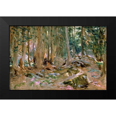 Pine Forest Black Modern Wood Framed Art Print by Sargent, John Singer