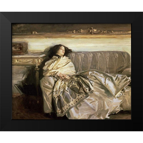 Repose Black Modern Wood Framed Art Print by Sargent, John Singer
