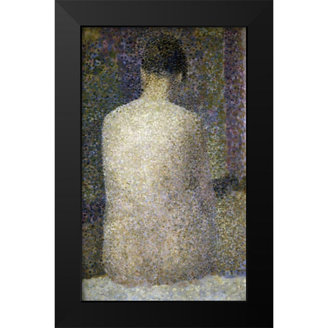 Pose From The Back Black Modern Wood Framed Art Print by Seurat, Georges
