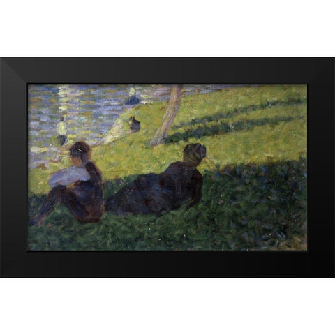 Study for A Sunday on La Grande Jatte I Black Modern Wood Framed Art Print by Seurat, Georges