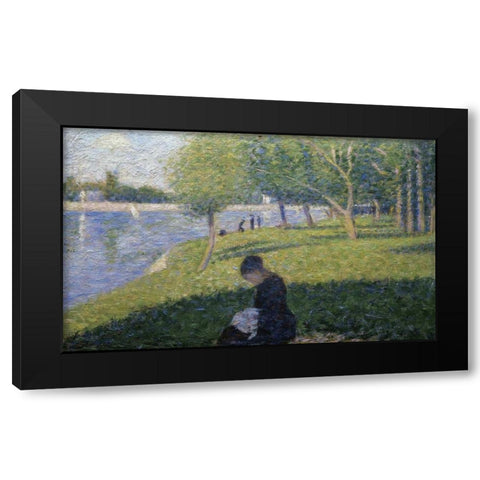 Study for A Sunday on La Grande Jatte II Black Modern Wood Framed Art Print with Double Matting by Seurat, Georges