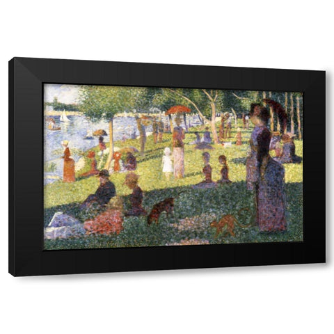 Sunday Afternoon On The Island of La Grande Jatte - Study Black Modern Wood Framed Art Print by Seurat, Georges