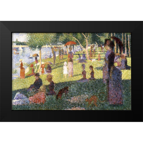Sunday Afternoon On The Island of La Grande Jatte - Study Black Modern Wood Framed Art Print by Seurat, Georges