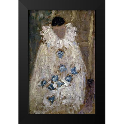 The Painter Aman-Jean as a Clown Black Modern Wood Framed Art Print by Seurat, Georges