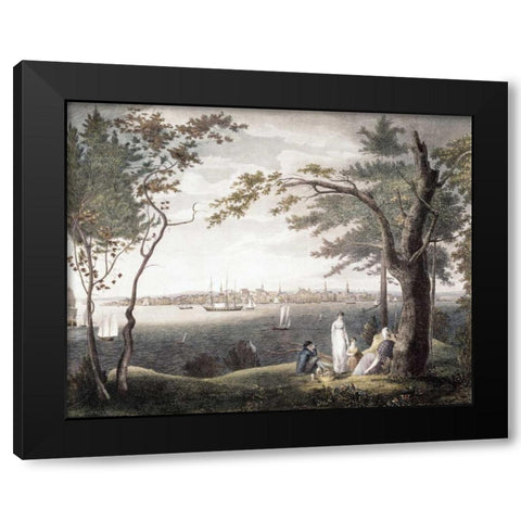 City of New York Black Modern Wood Framed Art Print with Double Matting by Seymour, Samuel