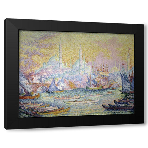 Istanbul Black Modern Wood Framed Art Print with Double Matting by Signac, Paul
