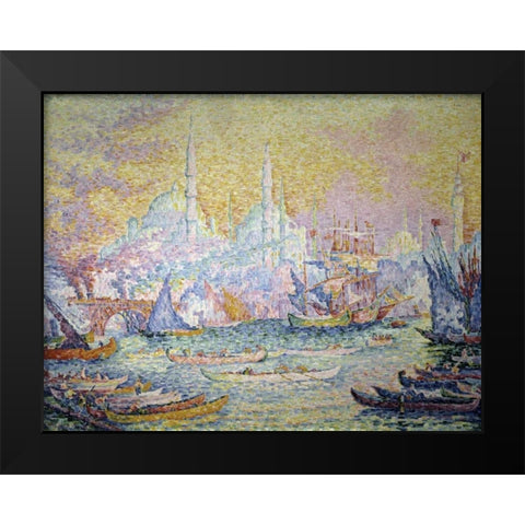 Istanbul Black Modern Wood Framed Art Print by Signac, Paul