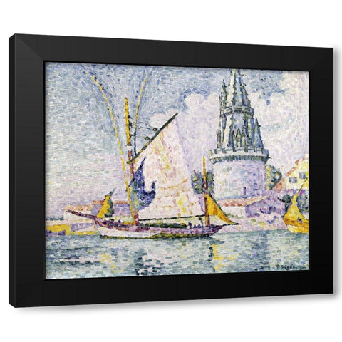 La Tour De Quatre Sergents, La Rochelle Black Modern Wood Framed Art Print with Double Matting by Signac, Paul