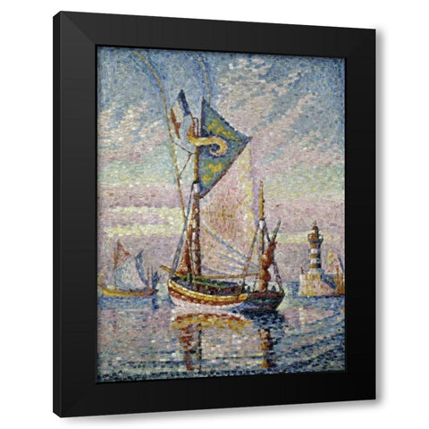 Le Pont De Cancarneau Black Modern Wood Framed Art Print by Signac, Paul
