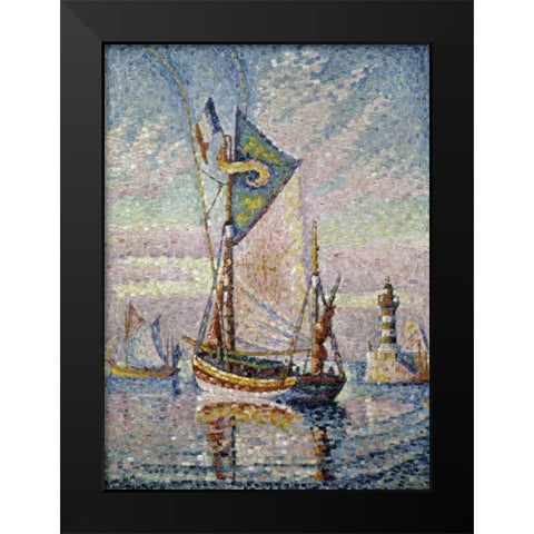 Le Pont De Cancarneau Black Modern Wood Framed Art Print by Signac, Paul
