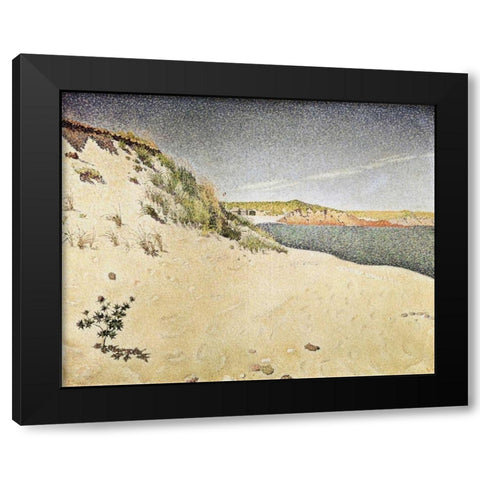 Sandy Ocean Beach Black Modern Wood Framed Art Print with Double Matting by Signac, Paul