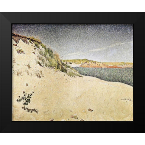 Sandy Ocean Beach Black Modern Wood Framed Art Print by Signac, Paul