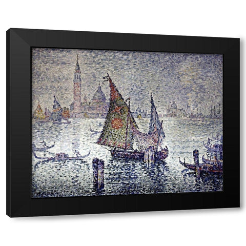 Venice: The Green Sail Black Modern Wood Framed Art Print with Double Matting by Signac, Paul