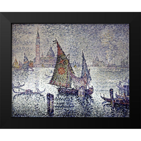 Venice: The Green Sail Black Modern Wood Framed Art Print by Signac, Paul