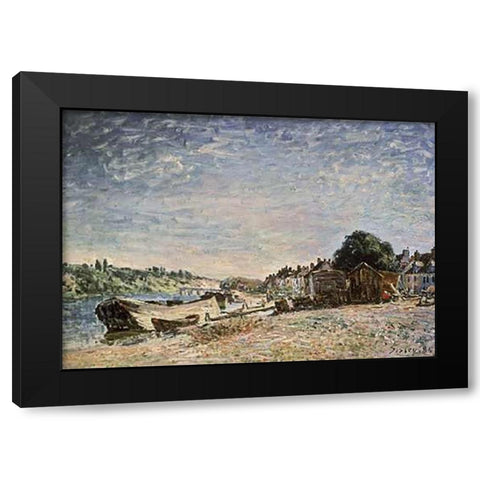 Bord De Riviere a Saint-Mammes Black Modern Wood Framed Art Print with Double Matting by Sisley, Alfred