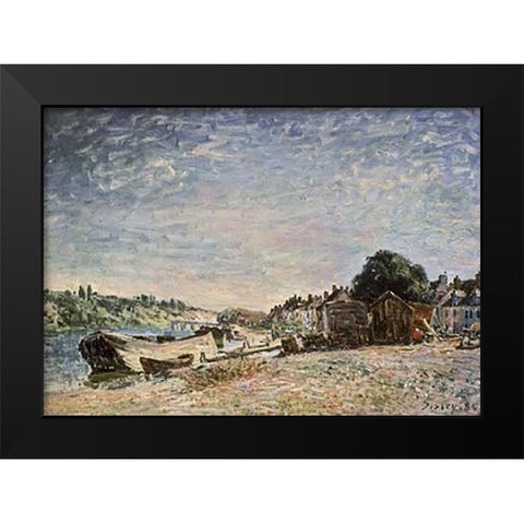 Bord De Riviere a Saint-Mammes Black Modern Wood Framed Art Print by Sisley, Alfred