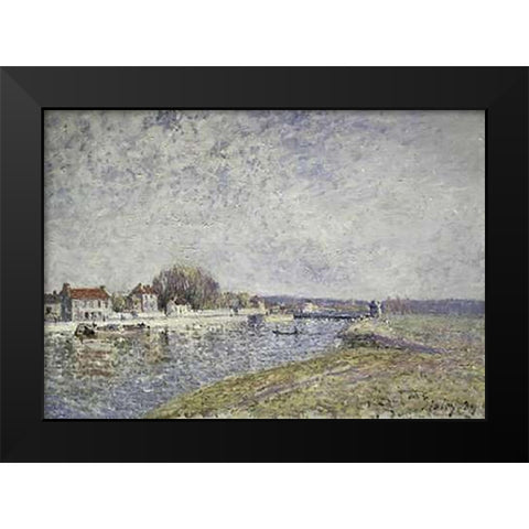 Le Barage, Canal du Loins a Saint-Mammes Black Modern Wood Framed Art Print by Sisley, Alfred