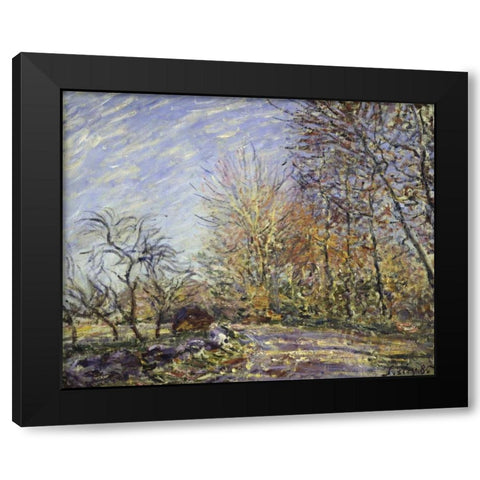 Outskirts of the Fontainbleau Forest Black Modern Wood Framed Art Print with Double Matting by Sisley, Alfred