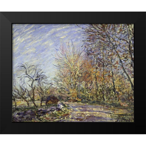 Outskirts of the Fontainbleau Forest Black Modern Wood Framed Art Print by Sisley, Alfred