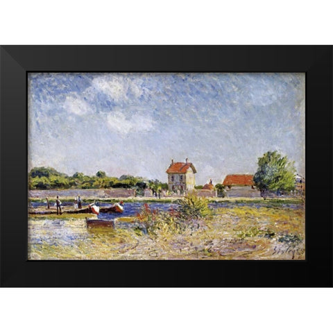 Saint-Mammes Black Modern Wood Framed Art Print by Sisley, Alfred