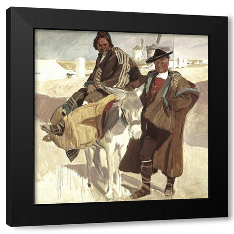Typical Men of La Mancha Black Modern Wood Framed Art Print by Sorolla y Bastida, Joaquin