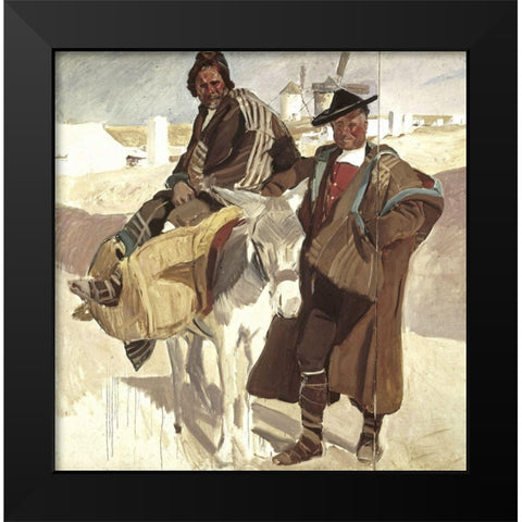 Typical Men of La Mancha Black Modern Wood Framed Art Print by Sorolla y Bastida, Joaquin