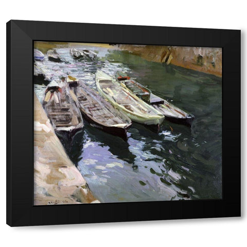 Boats at Rest Black Modern Wood Framed Art Print with Double Matting by Sorrolla y Bastida, Joaquin