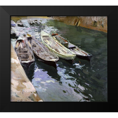 Boats at Rest Black Modern Wood Framed Art Print by Sorrolla y Bastida, Joaquin