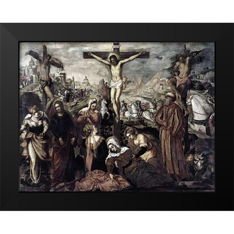 Crucifixion Black Modern Wood Framed Art Print by Tintoretto, Jacopo