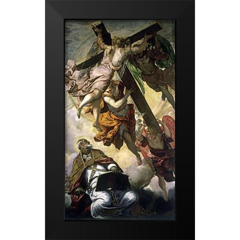 St. Peters Vision Black Modern Wood Framed Art Print by Tintoretto, Jacopo