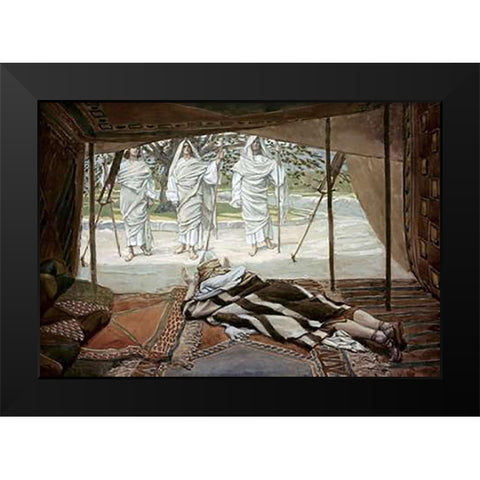 Abraham and The Three Angels Black Modern Wood Framed Art Print by Tissot, James