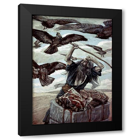 Abraham Guarding His Sacrifice Black Modern Wood Framed Art Print by Tissot, James