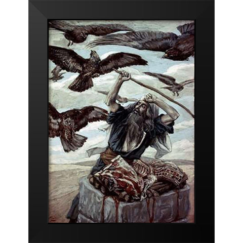 Abraham Guarding His Sacrifice Black Modern Wood Framed Art Print by Tissot, James