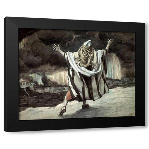 Abraham Sees Sodom In Flames Black Modern Wood Framed Art Print by Tissot, James