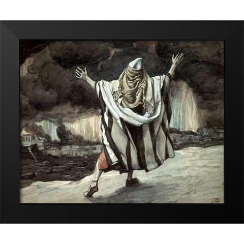 Abraham Sees Sodom In Flames Black Modern Wood Framed Art Print by Tissot, James
