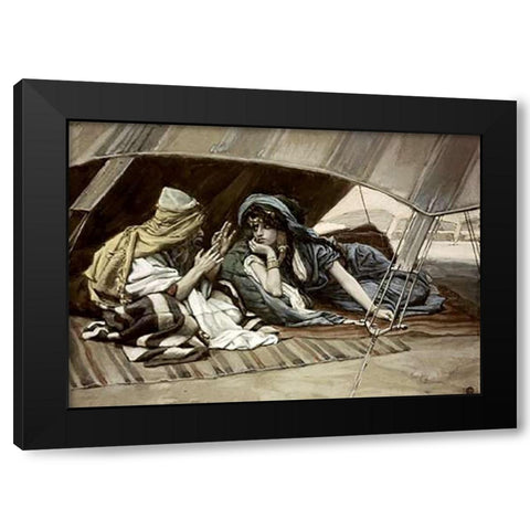 Abrahams Counsel To Sarah Black Modern Wood Framed Art Print by Tissot, James