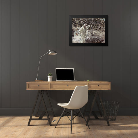 Accursed Fig Tree Black Modern Wood Framed Art Print by Tissot, James
